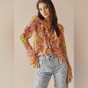 Free People| ‘Nina’ Paisley Ruffle Blouse